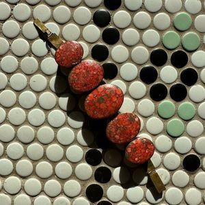 Red Coral inlayed Bronze bracelet